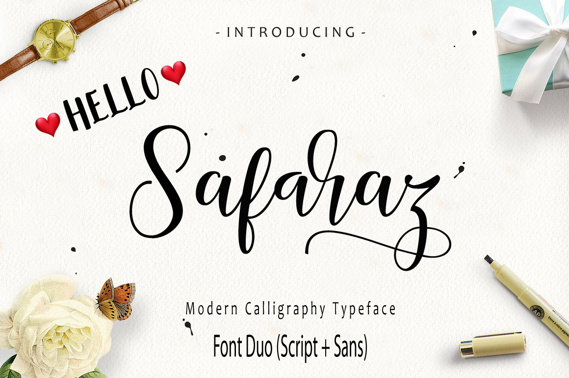 Safaraz: A Modern Script & Sans Typeface for Crafters